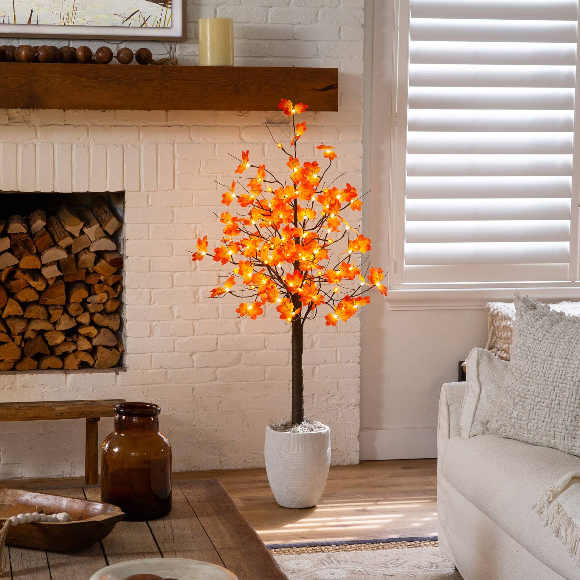 Nearly Natural 5' pre-lit maple artificial tree with 96 warm white pumpkin lights on Tampa Home & Garden Store
