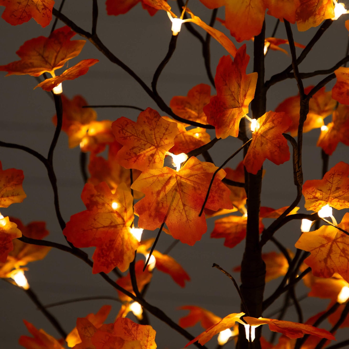 5' Pre-Lit Autumn Maple tree by Nearly Natural with orange leaves and 96 warm white LEDs on Tampa Home & Garden Store