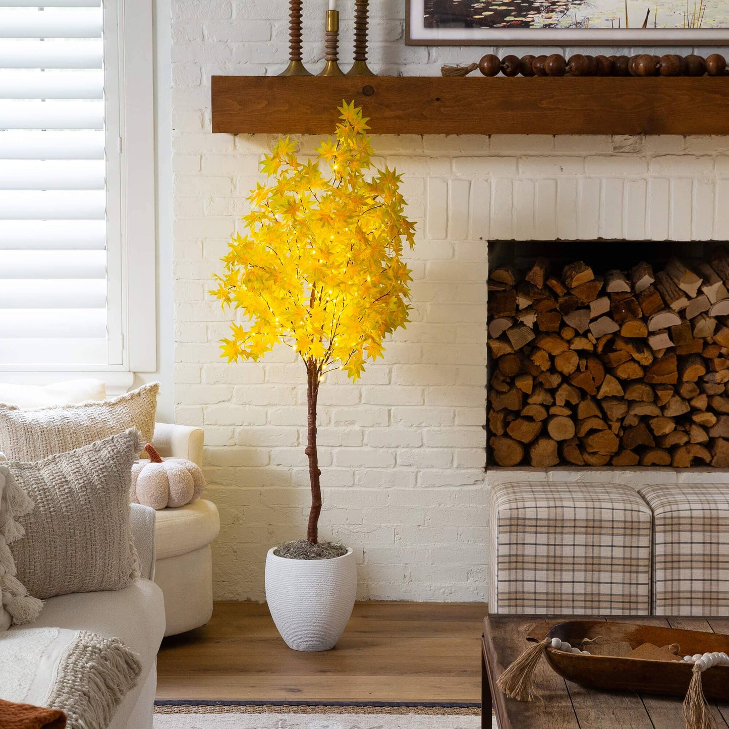 5' Pre-Lit Yellow Autumn Maple Tree, Nearly Natural, with 250 warm white LED lights on Tampa Home & Garden Store