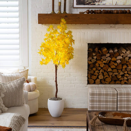 5' Pre-Lit Yellow Autumn Maple Tree, Nearly Natural, with 250 warm white LED lights on Tampa Home & Garden Store