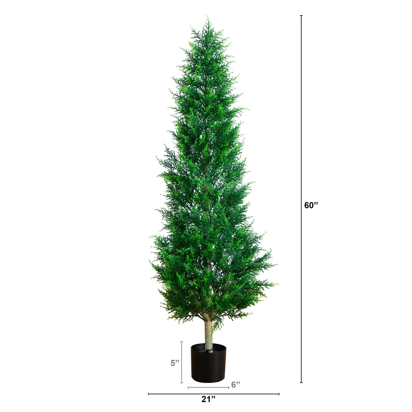 5' UV Resistant Artificial Cypress Tower Tree indoor/outdoor by Nearly Natural in dark pot on Tampa Home & Garden Store