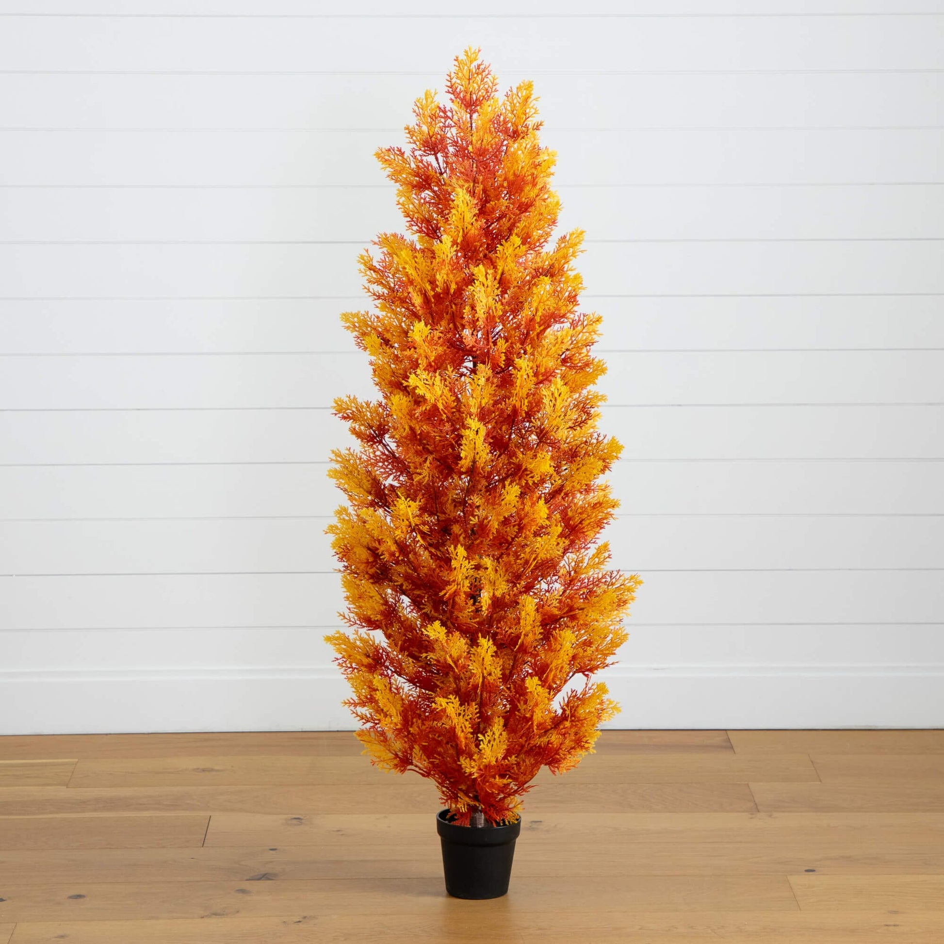 5' autumn cedar artificial tree by Nearly Natural in a black planter for indoor outdoor use on Tampa Home & Garden Store