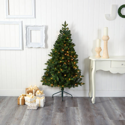 5 ft Grand Teton Spruce artificial Christmas tree by Nearly Natural with 120 clear LED lights on Tampa Home & Garden Store