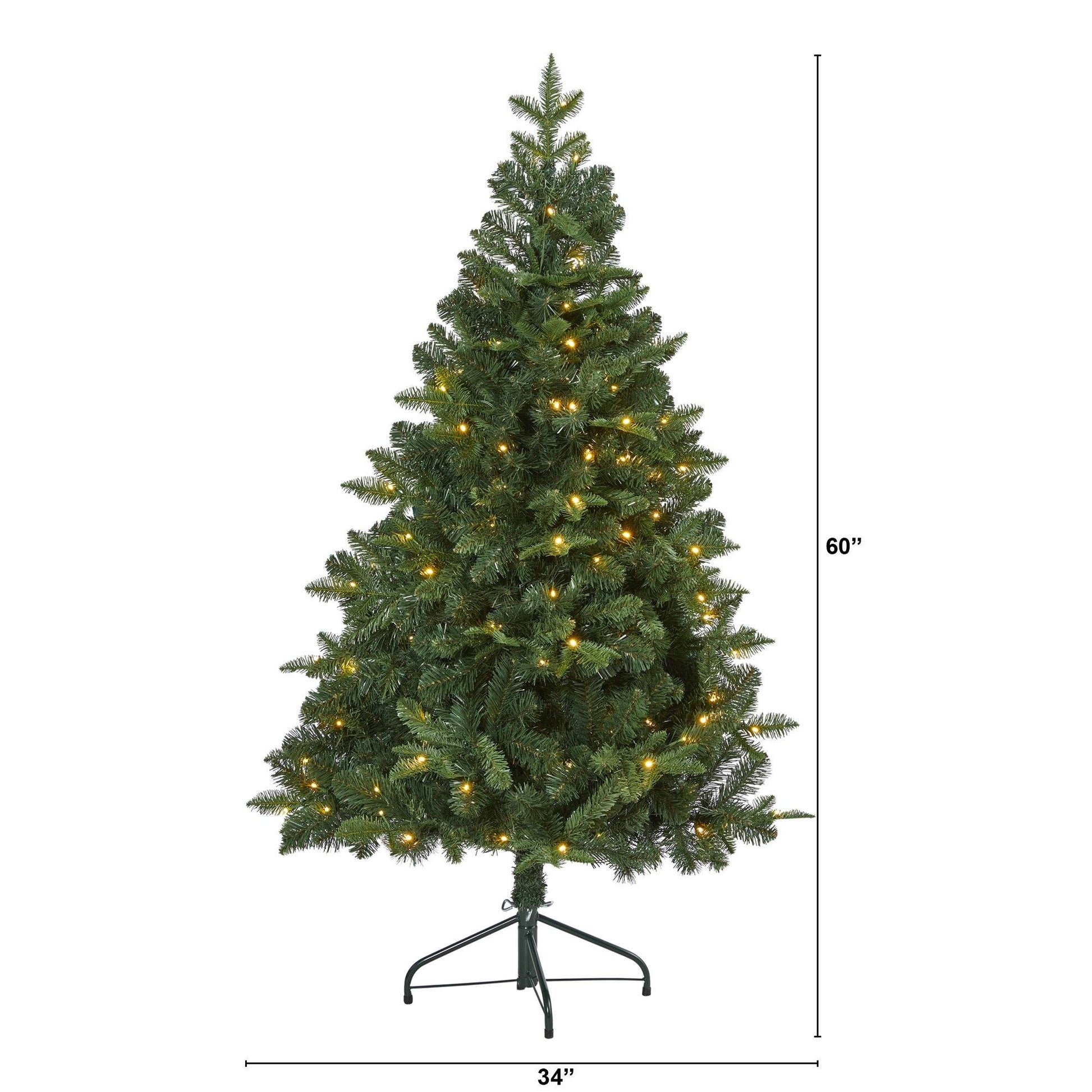 5 ft Grand Teton Spruce tree with 120 LED lights and 514 bendable branches by Nearly Natural on Tampa Home & Garden Store