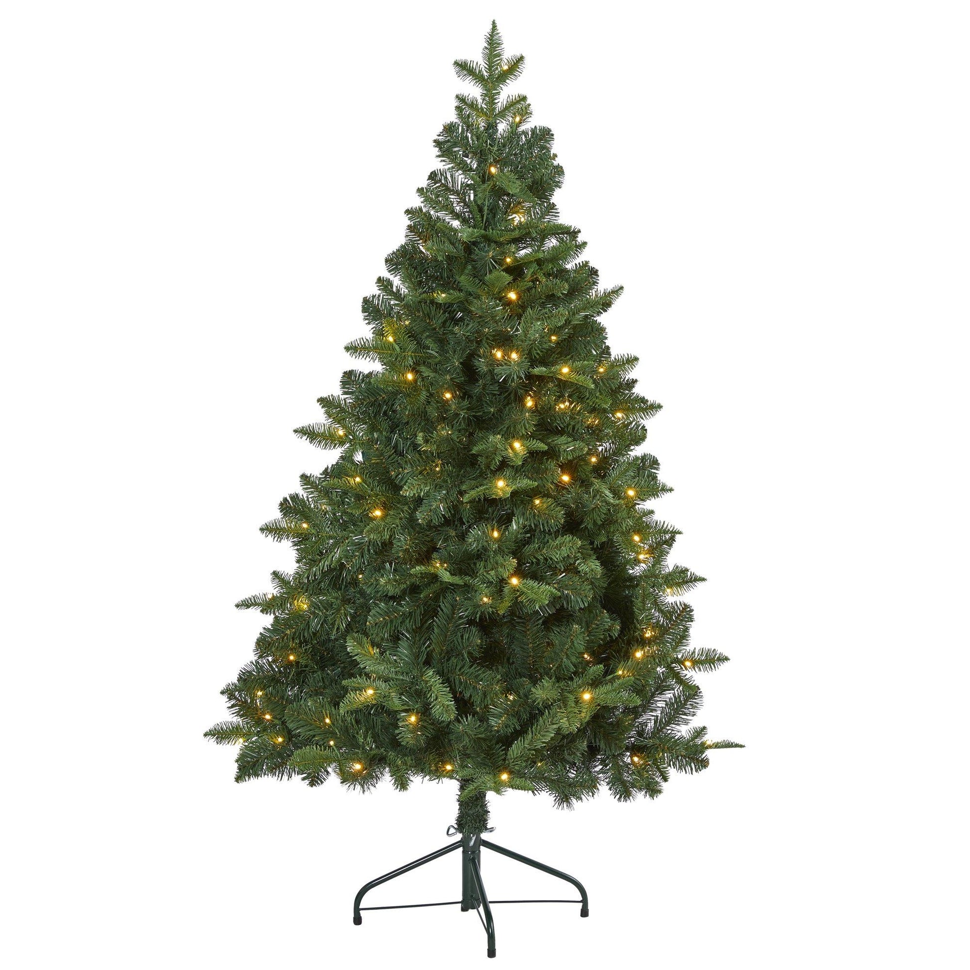 Nearly Natural 5 ft Grand Teton Spruce Christmas tree with 514 bendable branches and 120 LEDs on Tampa Home & Garden Store