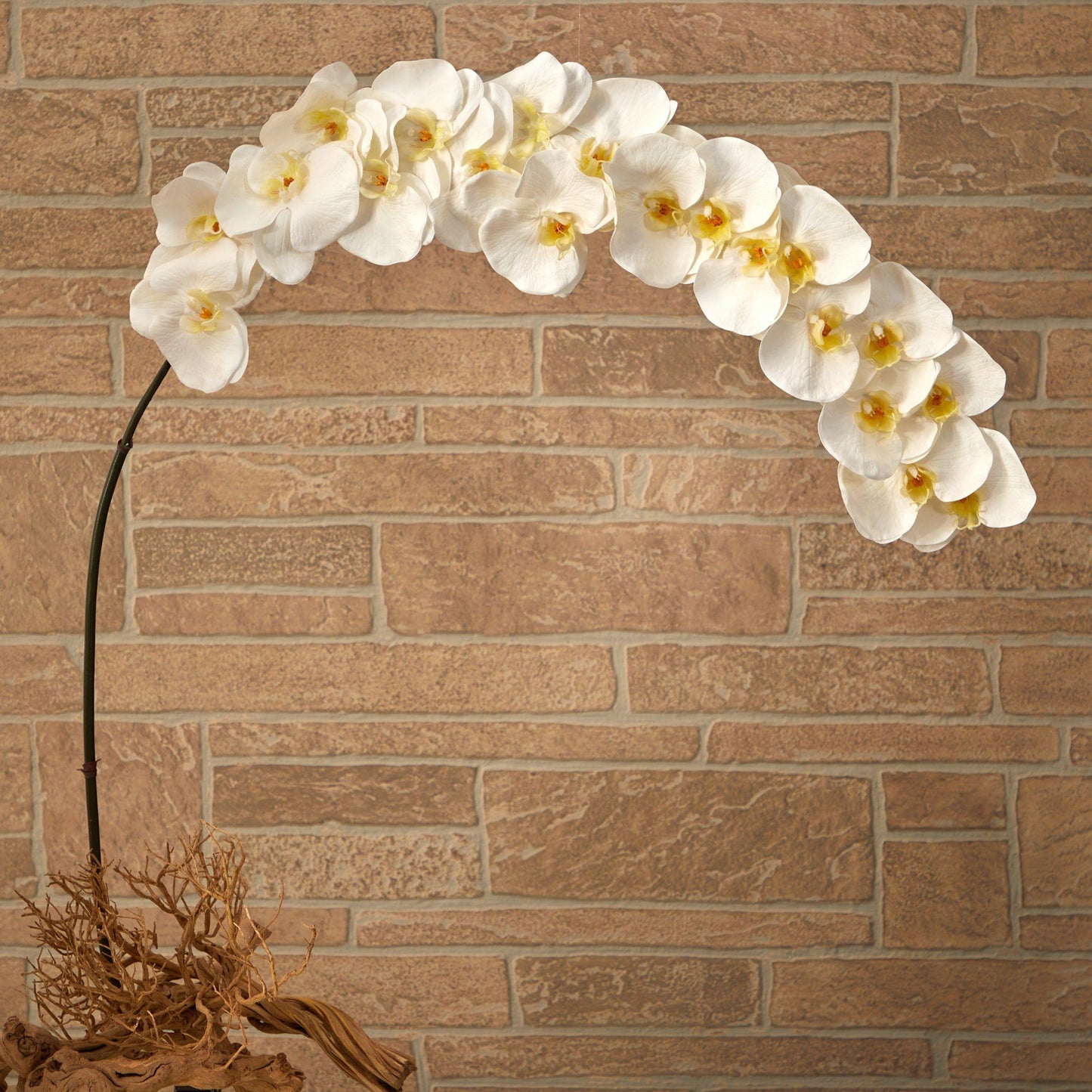 5' Phalaenopsis orchid stems, set of 2, white artificial blooms, yellow centers, Nearly Natural on Tampa Home & Garden Store