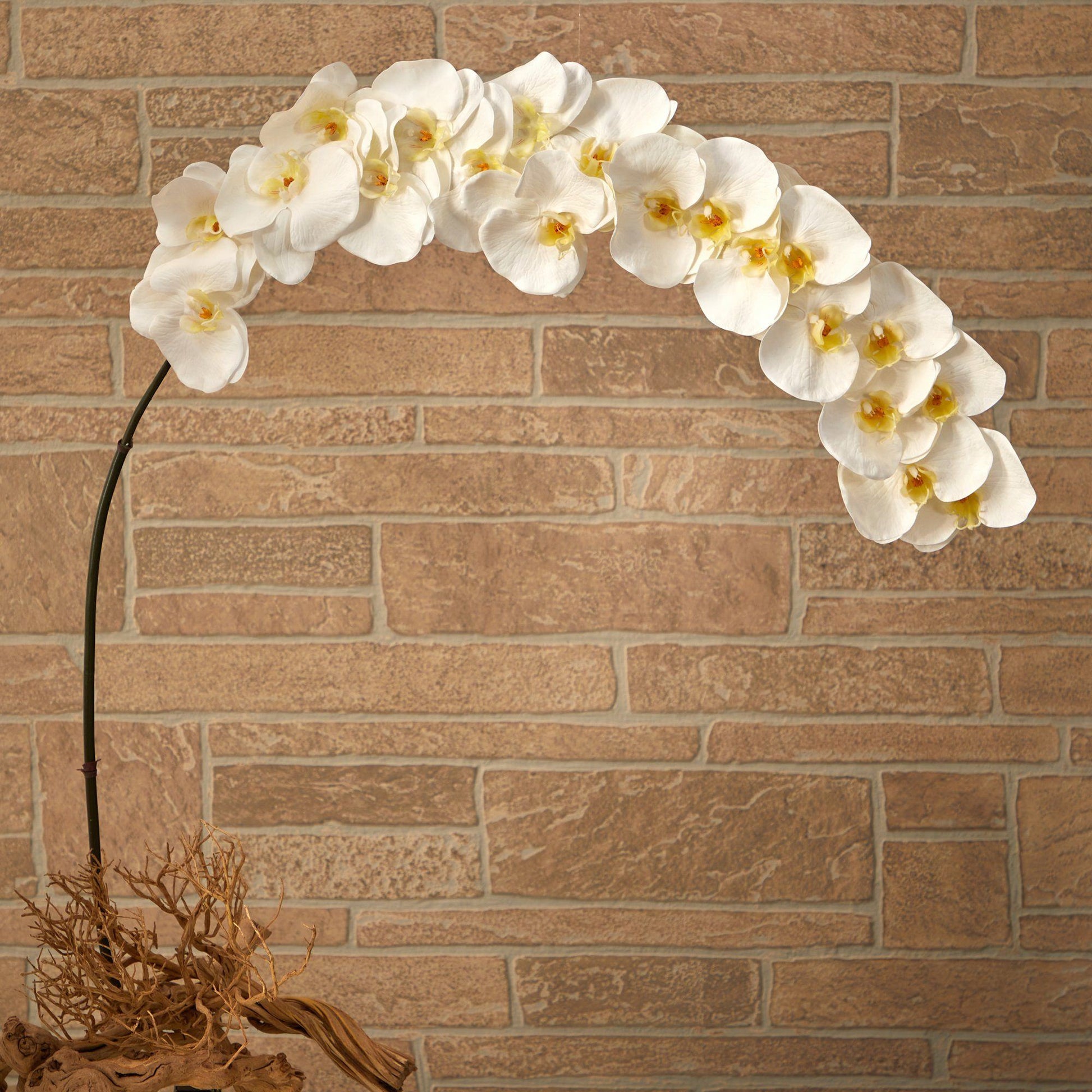 5' Phalaenopsis orchid stems, set of 2, white artificial blooms, yellow centers, Nearly Natural on Tampa Home & Garden Store