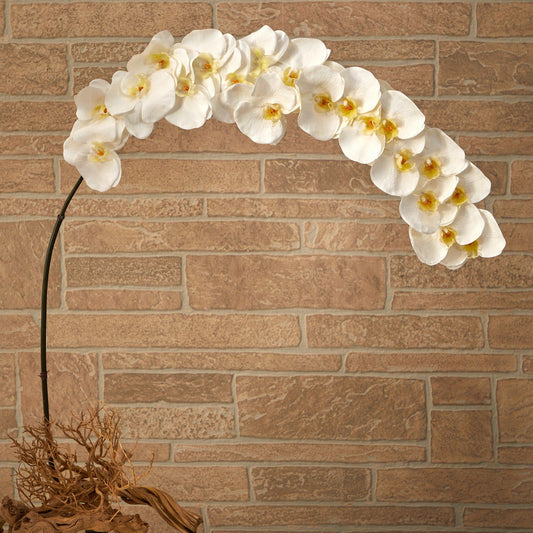 5' Phalaenopsis orchid stems, set of 2, white artificial blooms, yellow centers, Nearly Natural on Tampa Home & Garden Store