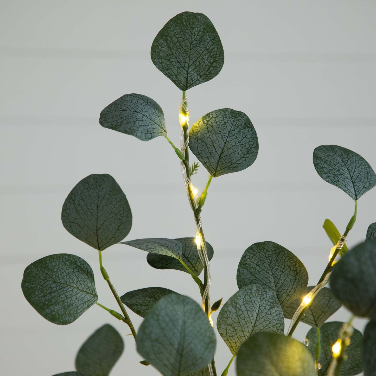 Artificial Eucalyptus Tree and Warm LED Lights