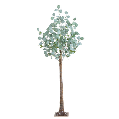 Artificial Eucalyptus Tree and Warm LED Lights