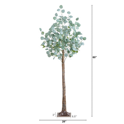 Artificial Eucalyptus Tree and Warm LED Lights