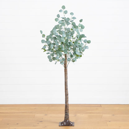 Artificial Eucalyptus Tree and Warm LED Lights