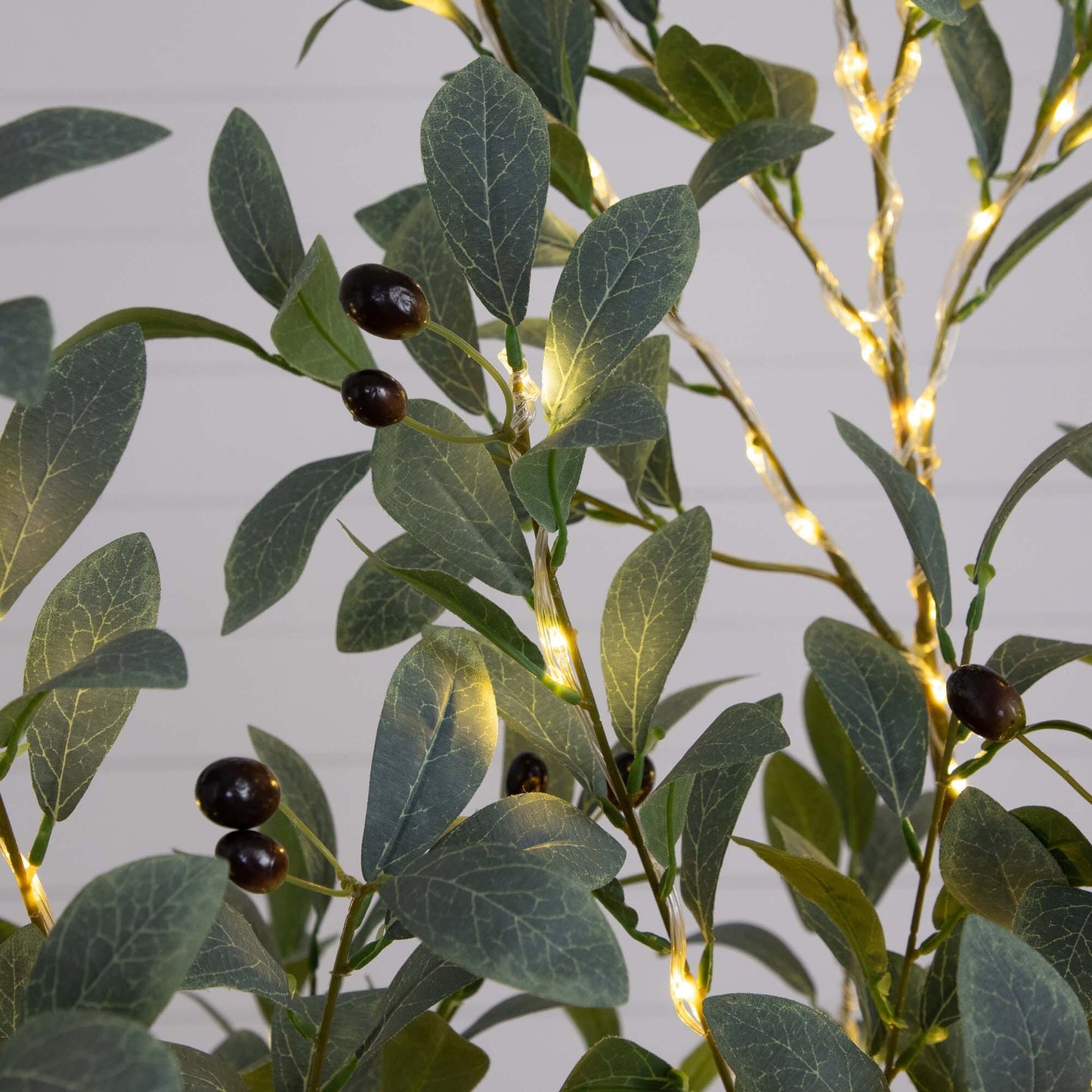 Artificial Fruiting Olive Tree with Warm Lights