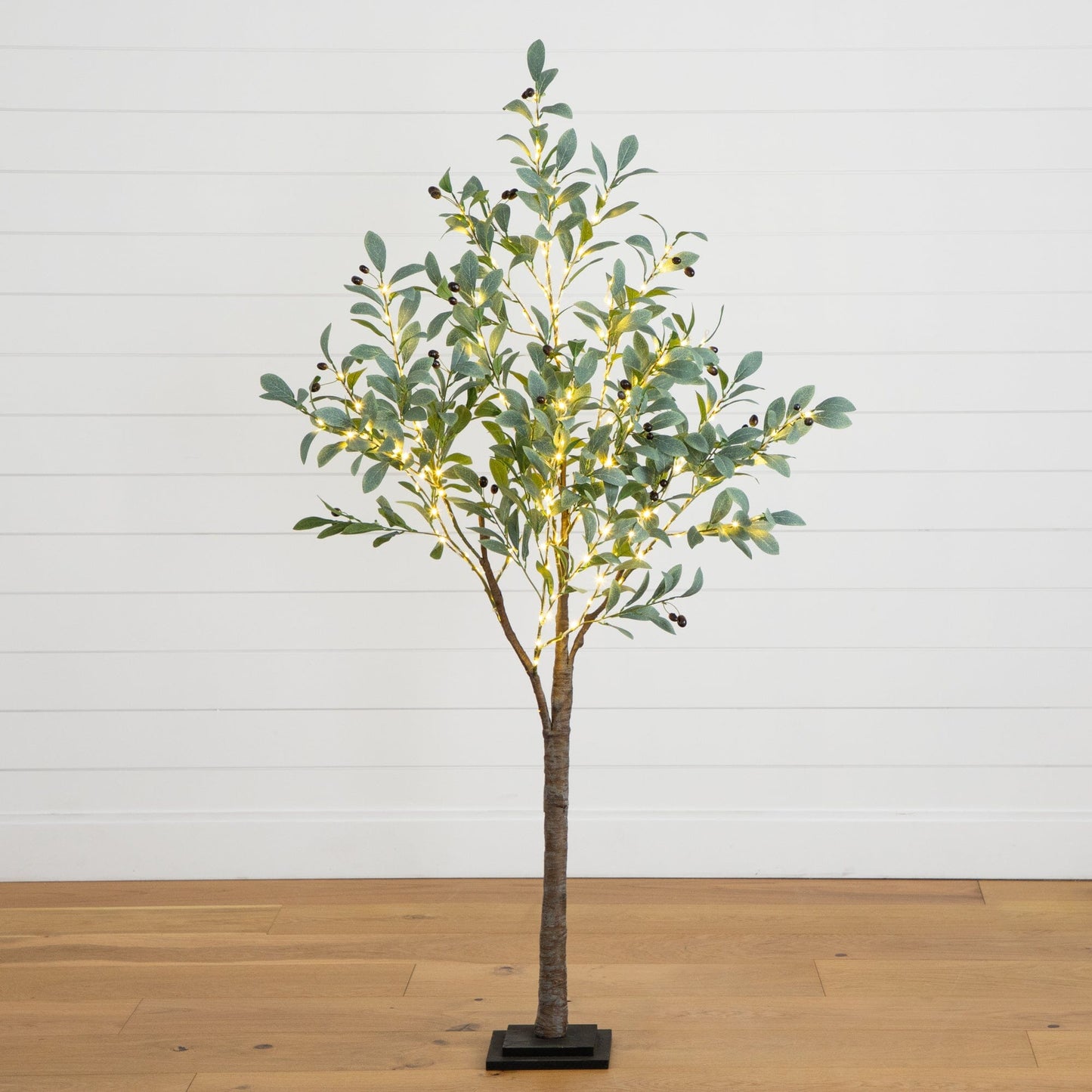 Artificial Fruiting Olive Tree with Warm Lights
