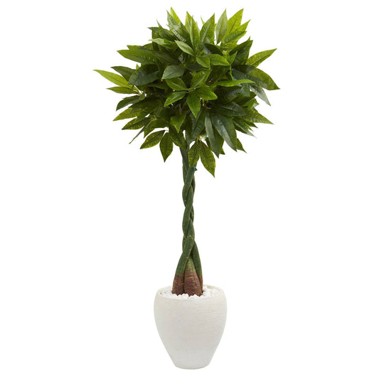 Nearly Natural 4.5' Money Artificial Tree in white oval planter with real-touch leaves on Tampa Home & Garden Store