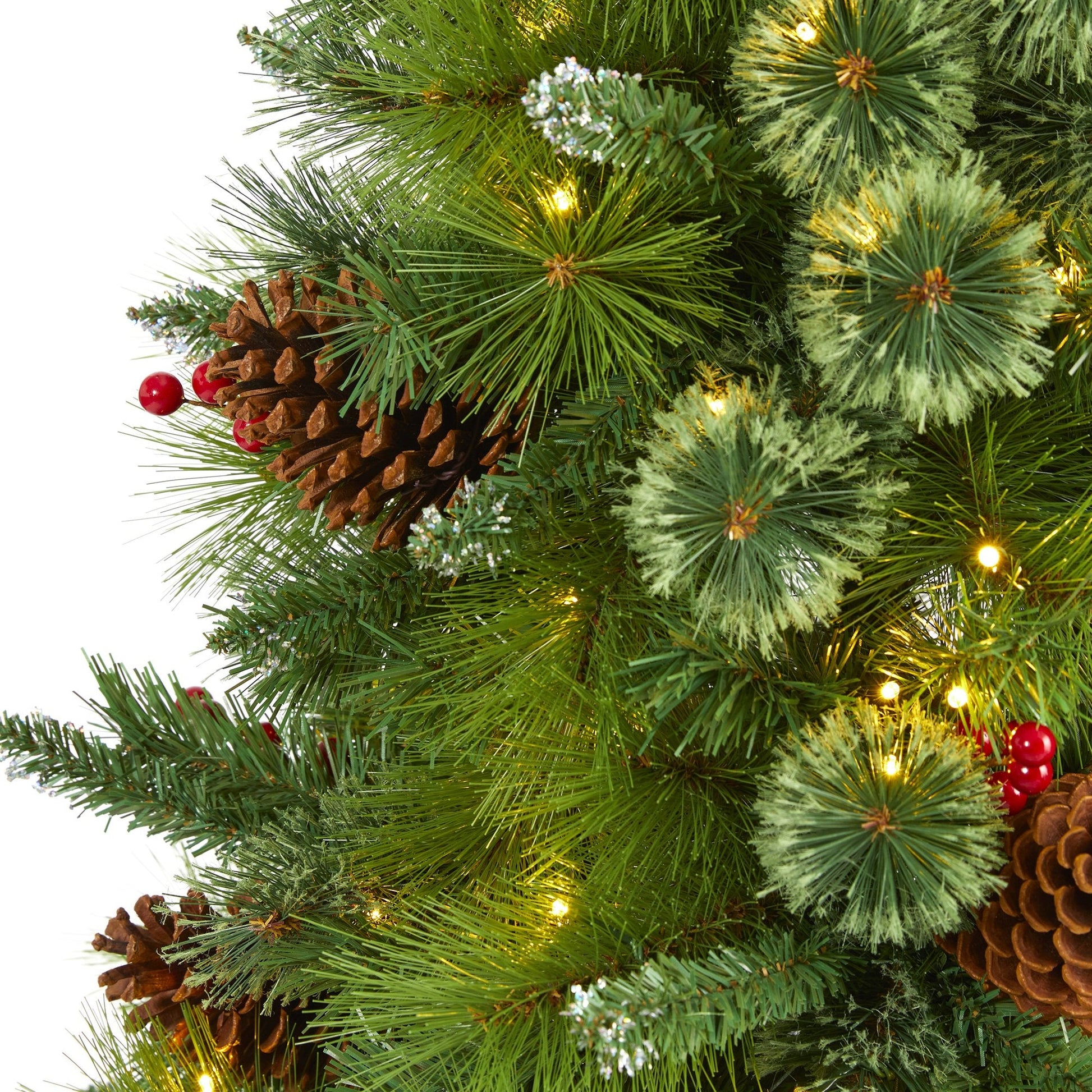 Montana Artificial Christmas Tree with cones and berries, 250 LED lights Nearly Natural on Tampa Home & Garden Store