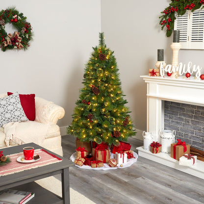 Nearly Natural 5 ft Mixed Pine Artificial Christmas Tree with berries and 250 LED lights on Tampa Home & Garden Store