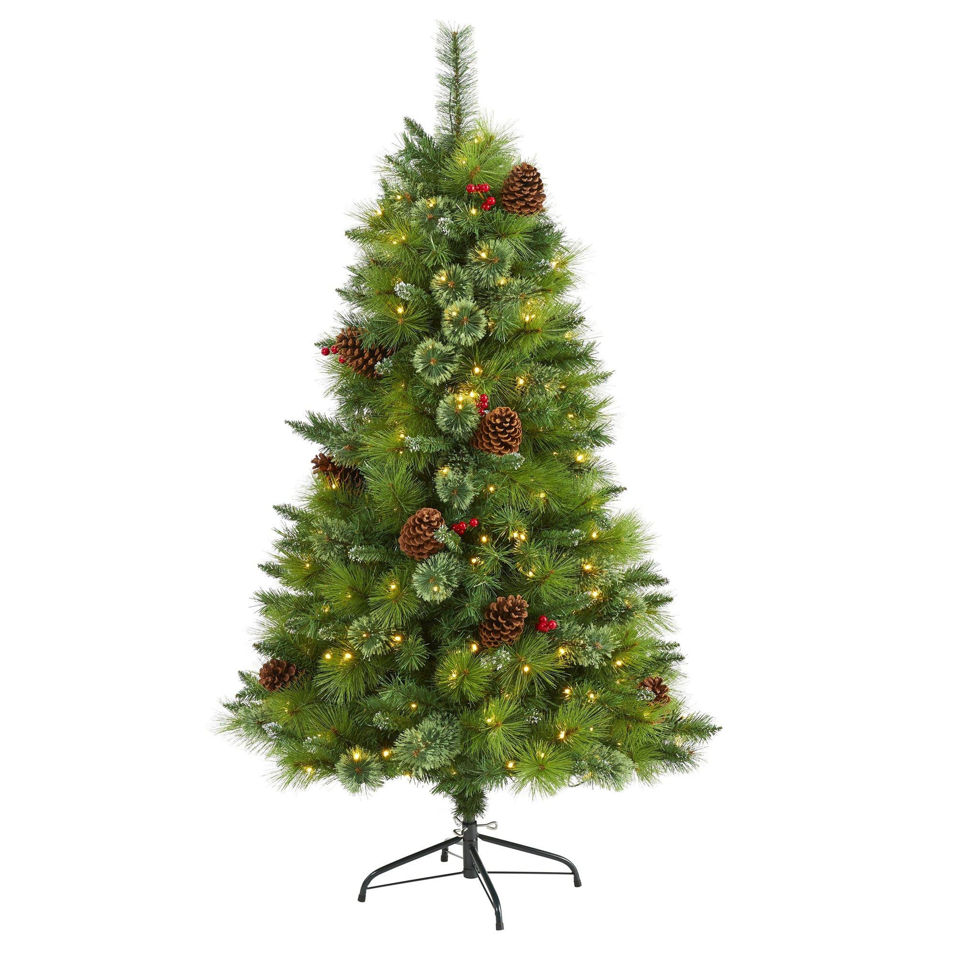 5’ Montana Mixed Pine Artificial Christmas Tree with pine cones, berries, 250 LED lights on Tampa Home & Garden Store