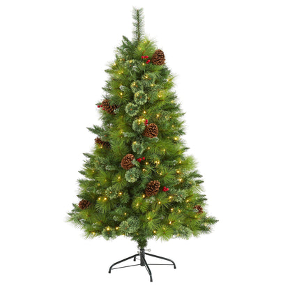 5’ Montana Mixed Pine Artificial Christmas Tree with pine cones, berries, 250 LED lights on Tampa Home & Garden Store