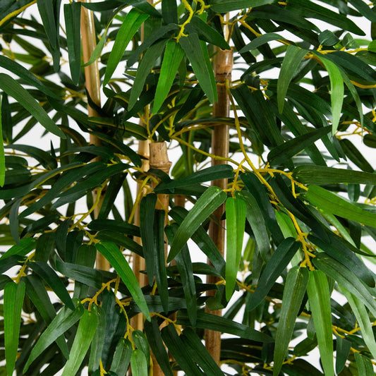 5' Multi Bambusa Bamboo Silk Tree by Nearly Natural with green leaves and brown bamboo stalks on Tampa Home & Garden Store