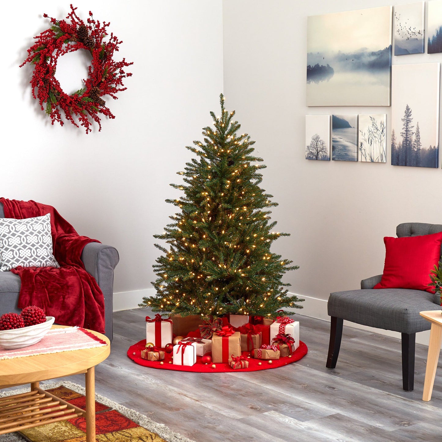 Nearly Natural Napa Valley Fir Christmas tree with 350 lights and 1107 bendable branches on Tampa Home & Garden Store