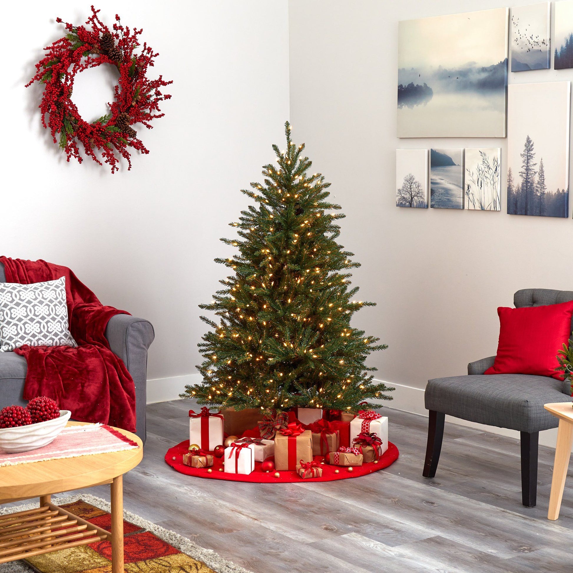 Nearly Natural Napa Valley Fir Christmas tree with 350 lights and 1107 bendable branches on Tampa Home & Garden Store