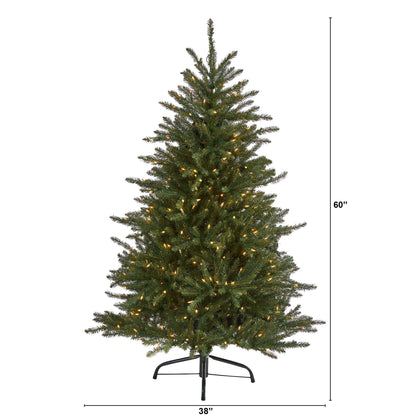 5' Napa Valley Fir artificial green Xmas tree with 350 clear lights and 1107 bendable branches on Tampa Home & Garden Store