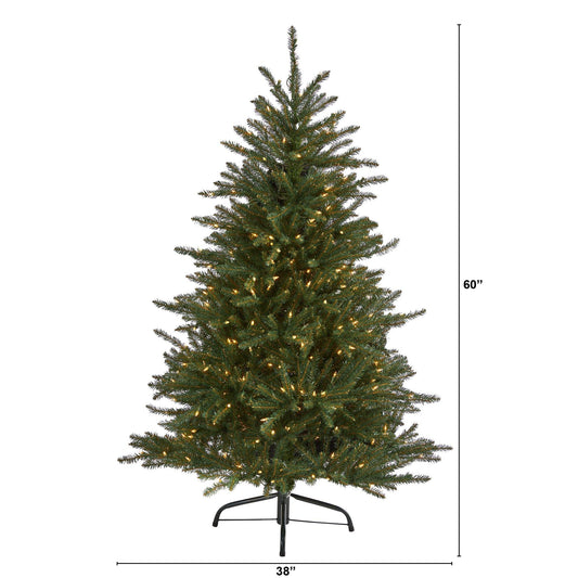5' Napa Valley Fir artificial green Xmas tree with 350 clear lights and 1107 bendable branches on Tampa Home & Garden Store