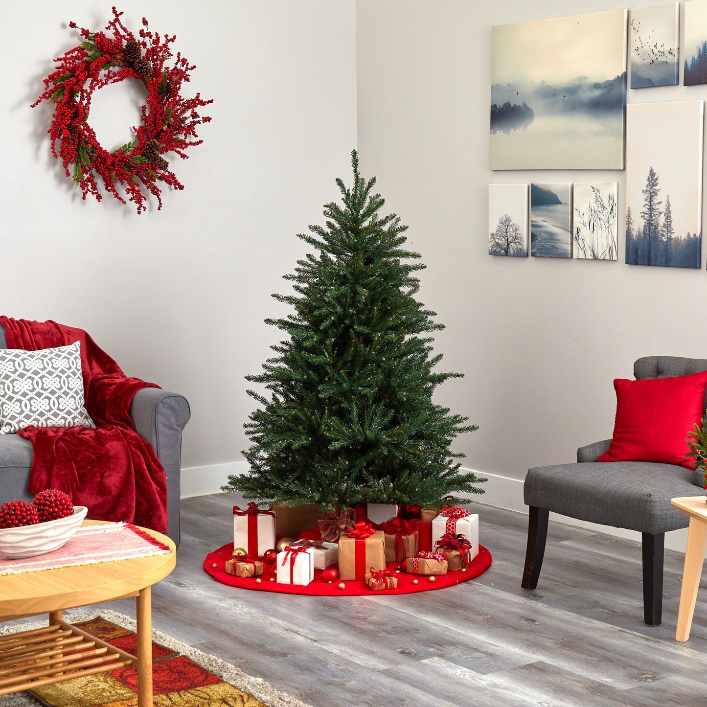 Nearly Natural 5' Napa Valley Fir artificial tree with 350 clear lights and 1107 branches on Tampa Home & Garden Store