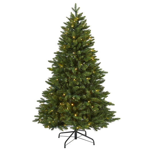 5' New Hampshire Fir artificial Christmas tree with 150 LED lights Nearly Natural tree on Tampa Home & Garden Store