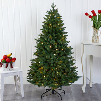 5 ft New Hampshire Fir artificial Christmas tree with 150 LED lights by Nearly Natural on Tampa Home & Garden Store