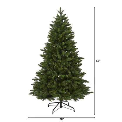5 ft New Hampshire fir artificial Christmas tree with 150 LED lights by Nearly Natural on Tampa Home & Garden Store