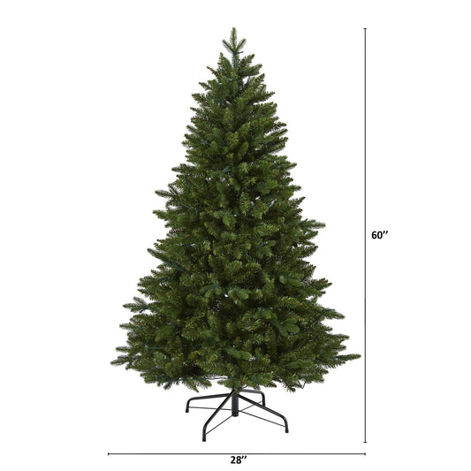 5 ft New Hampshire fir artificial Christmas tree with 150 LED lights by Nearly Natural on Tampa Home & Garden Store