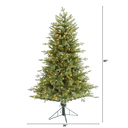 5' New Hampshire Spruce artificial Christmas tree by Nearly Natural with 300 warm white lights on Tampa Home & Garden Store