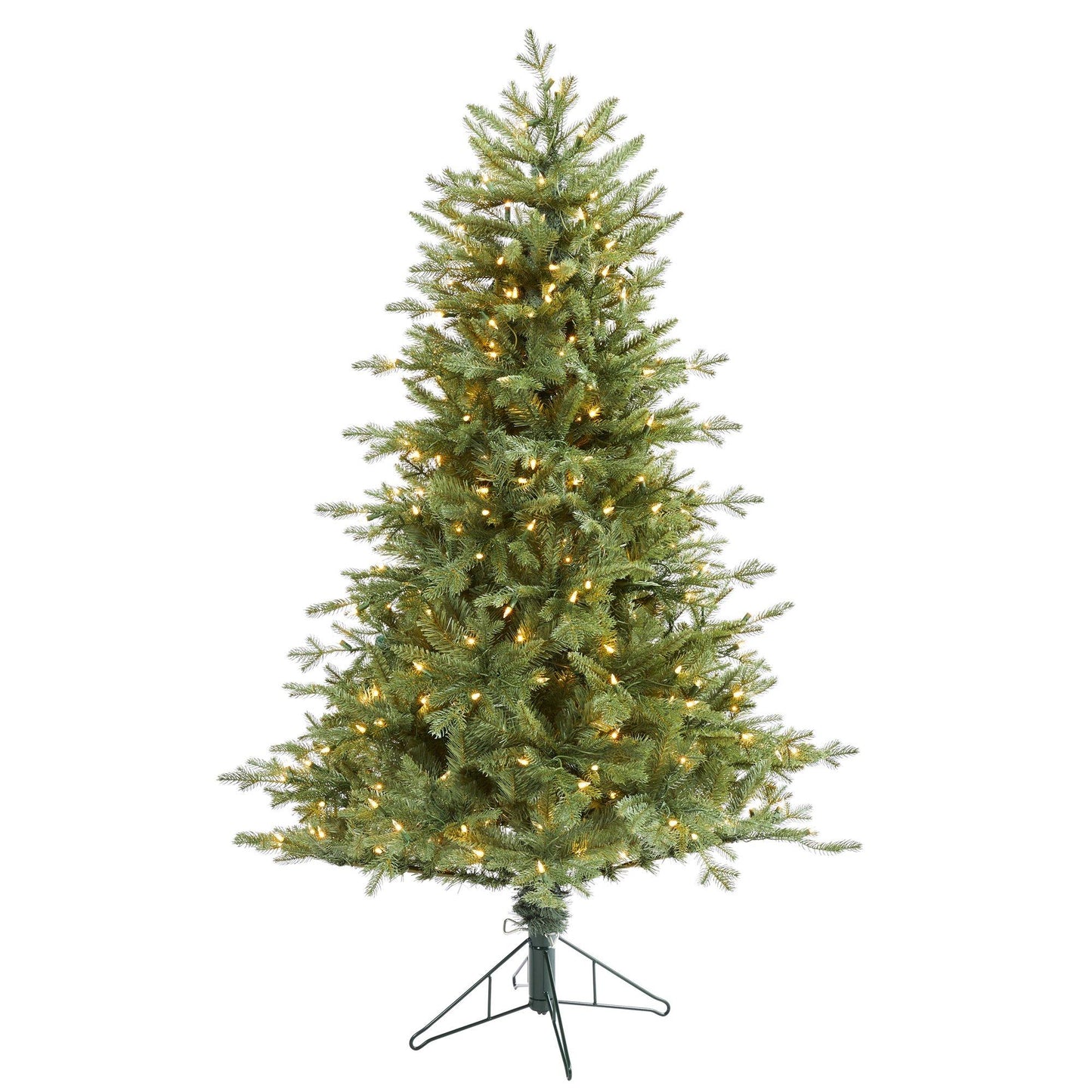5' New Hampshire Spruce artificial Christmas tree by Nearly Natural in green with 300 warm white lights and 618 bendable branches on Tampa Home & Garden Store