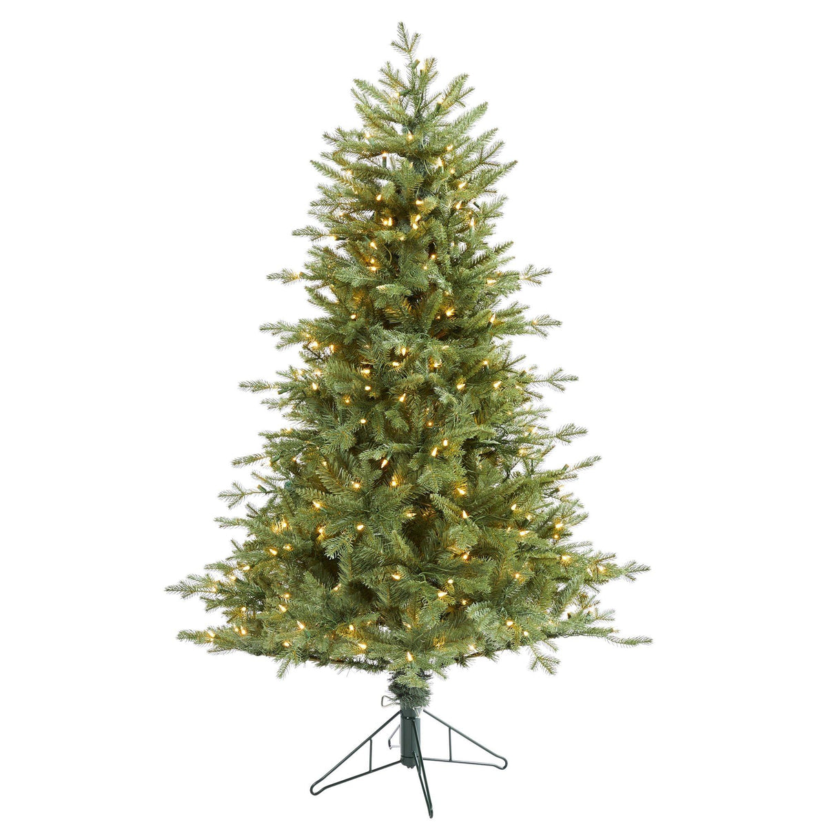 5' New Hampshire Spruce artificial Christmas tree by Nearly Natural in green with 300 warm white lights and 618 bendable branches on Tampa Home & Garden Store