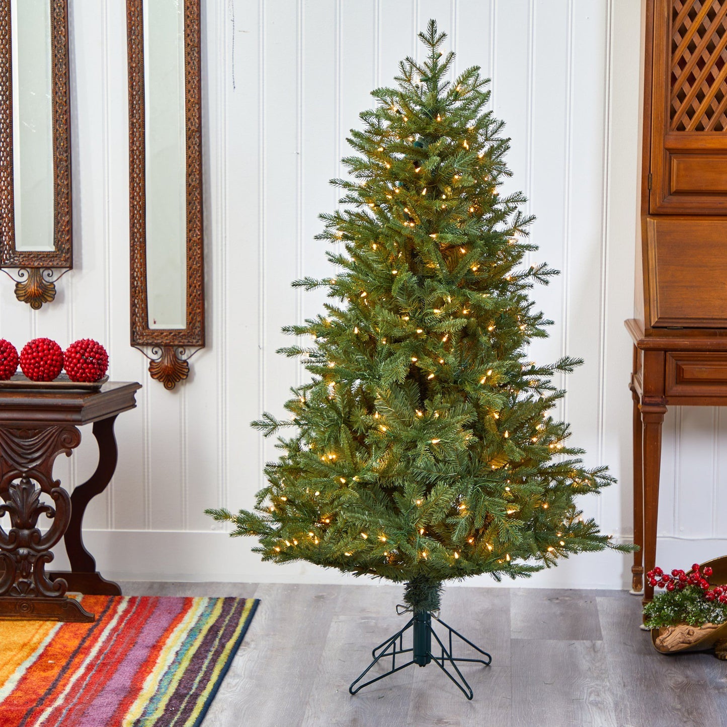 5' Nearly Natural spruce Christmas tree 300 warm white lights and 618 bendable branches on Tampa Home & Garden Store