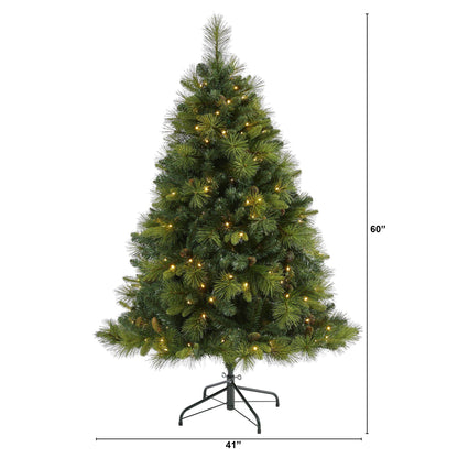 Artificial Christmas Tree Nearly Natural 5' North Carolina Mixed Pine with 200 LED lights on Tampa Home & Garden Store