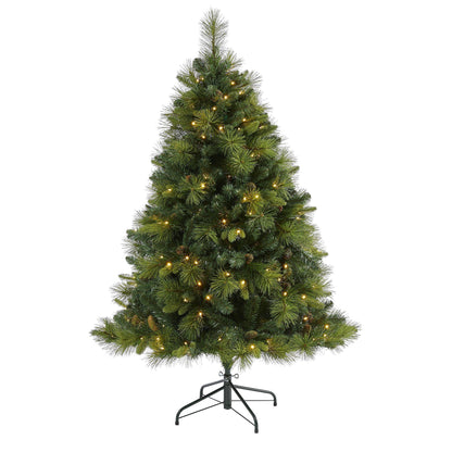 Nearly Natural 5 ft NC Mixed Pine artificial Christmas tree with 200 warm white LEDs on Tampa Home & Garden Store
