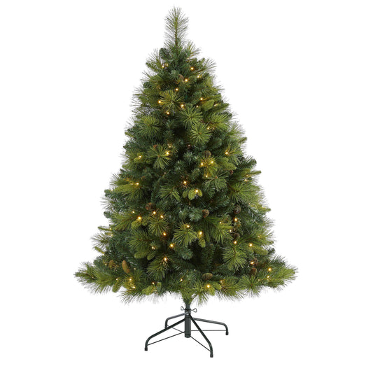 Nearly Natural 5 ft NC Mixed Pine artificial Christmas tree with 200 warm white LEDs on Tampa Home & Garden Store