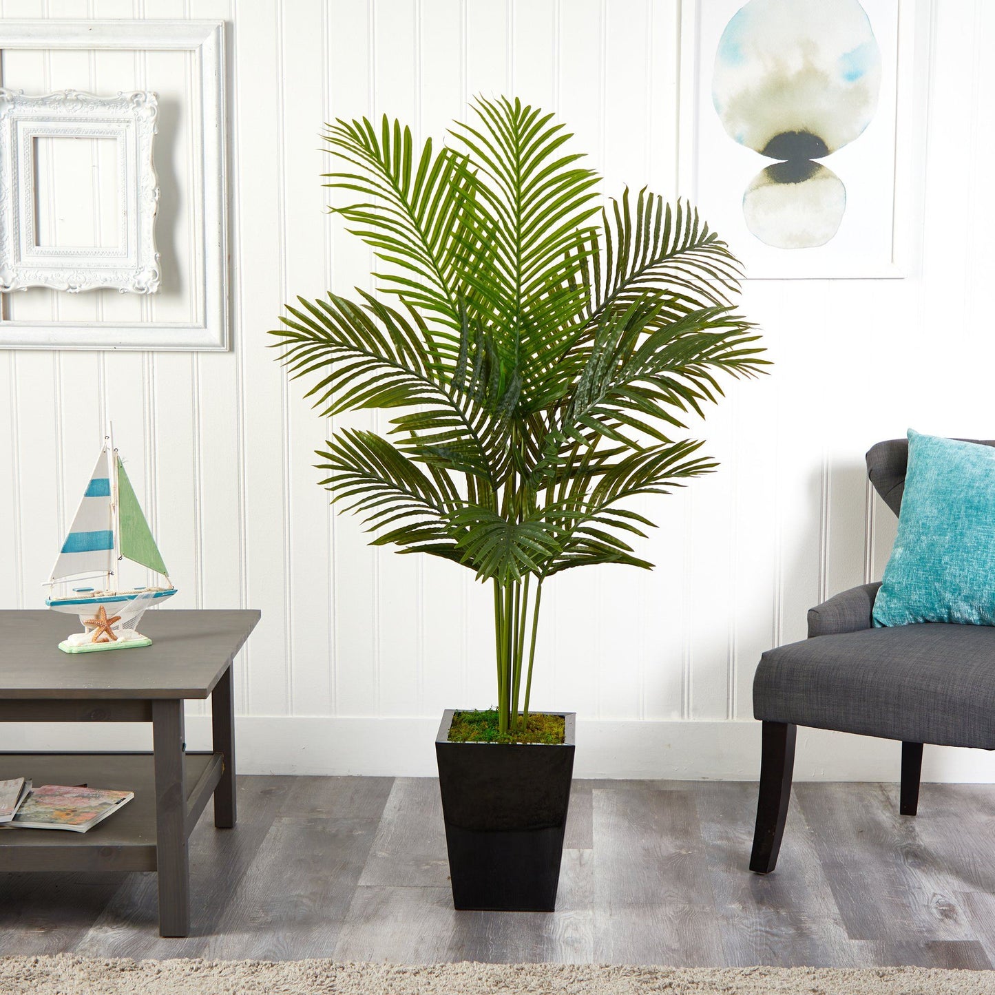 5 ft Paradise Palm artificial tree in a black metal planter by Nearly Natural on Tampa Home & Garden Store