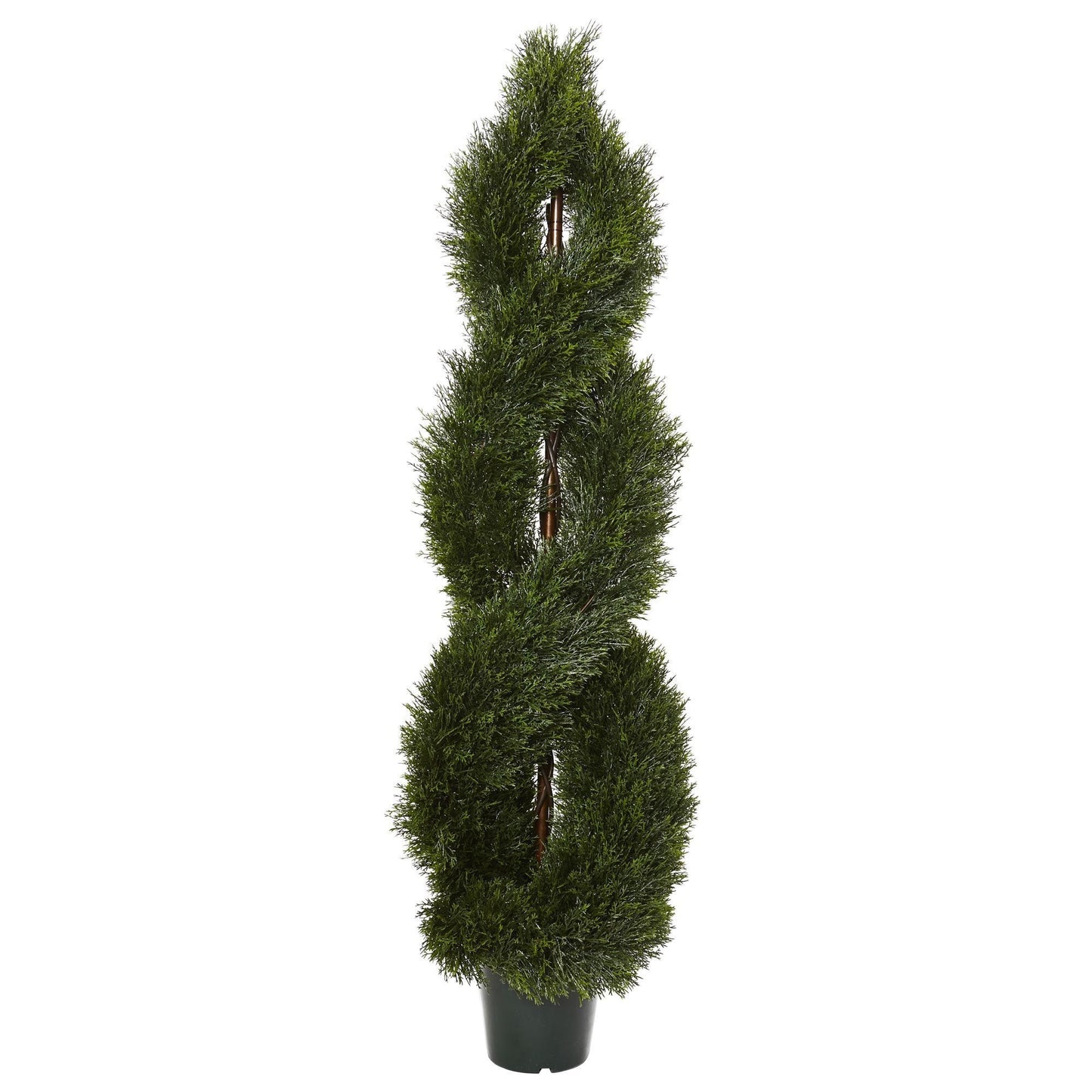 Nearly Natural 5' Pond Cypress Spiral Topiary UV resistant in dark green pot on Tampa Home & Garden Store