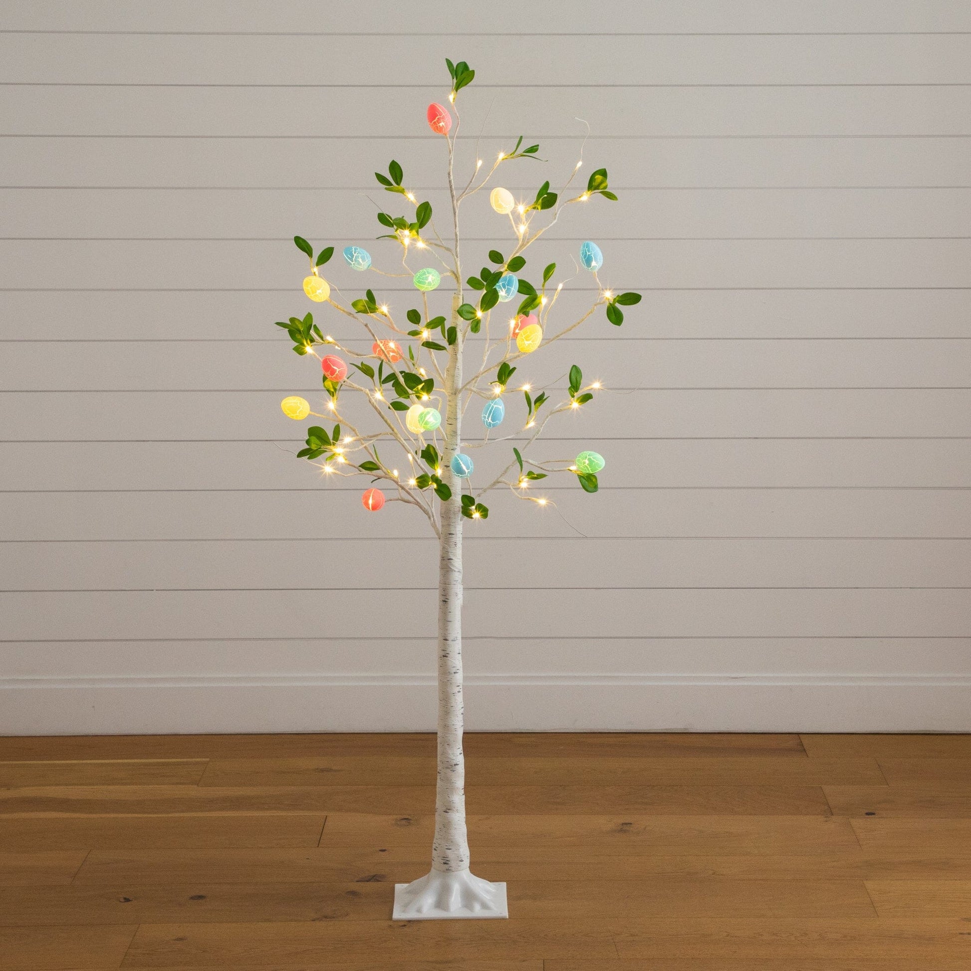 5' Pre-Lit Blooming Easter Egg Twig Tree by Nearly Natural with 18 warm-white LEDs and colorful eggs on Tampa Home & Garden Store