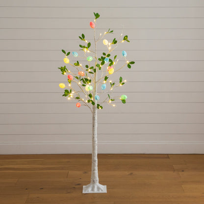 5' Pre-Lit Blooming Easter Egg Twig Tree by Nearly Natural with 18 warm-white LEDs and colorful eggs on Tampa Home & Garden Store