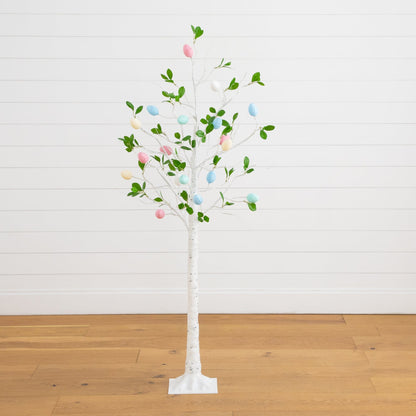 5 ft Nearly Natural pre-lit Easter egg twig tree with 18 warm white LEDs and pastel eggs on Tampa Home & Garden Store