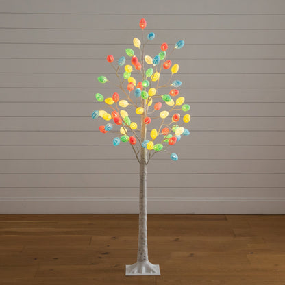 5' Pre-Lit Artificial Easter Twig Tree by Nearly Natural with 72 multicolored egg-shaped LED ornaments on Tampa Home & Garden Store