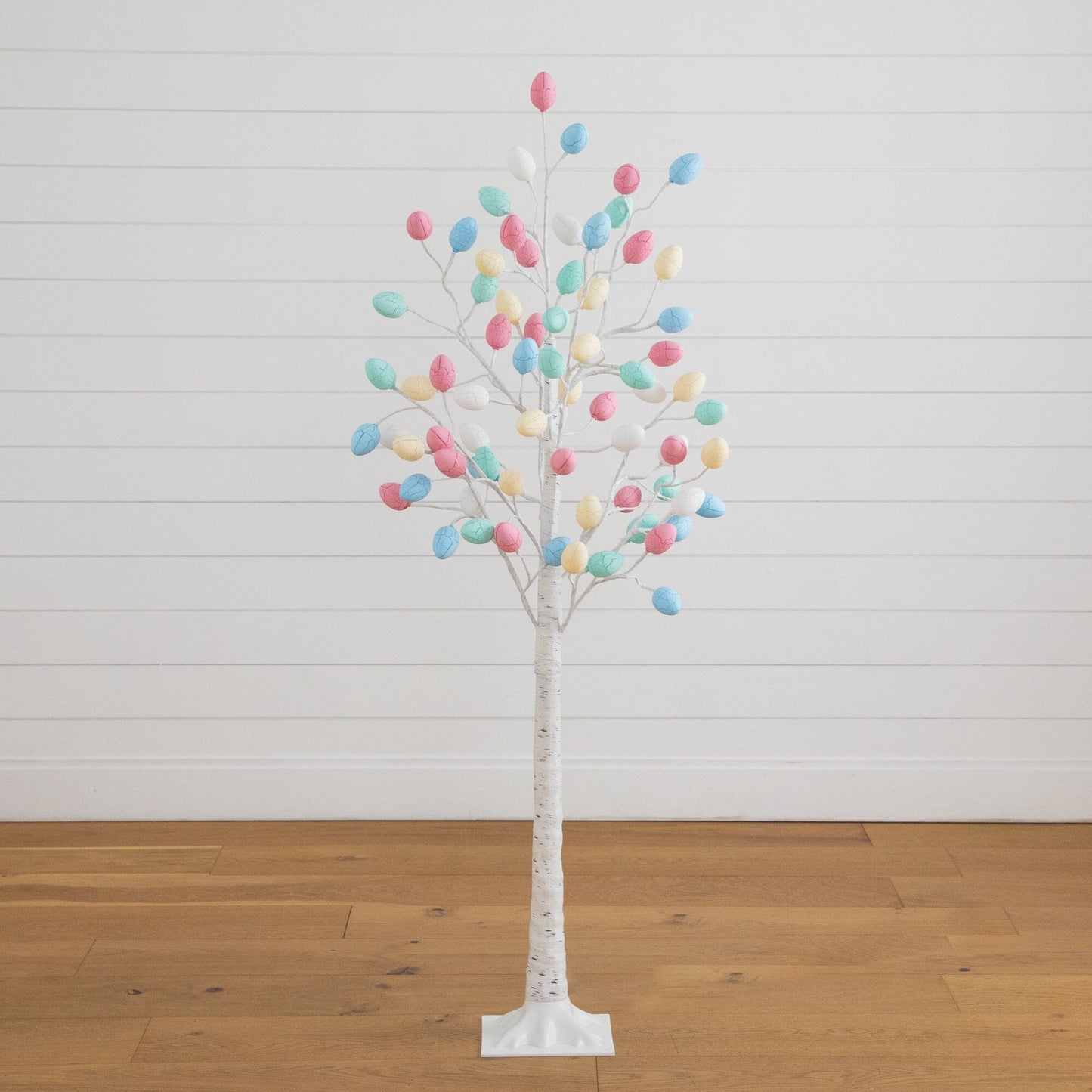 5' Pre-Lit Easter Twig Tree with 72 pastel egg LEDs, Nearly Natural, white trunk on Tampa Home & Garden Store