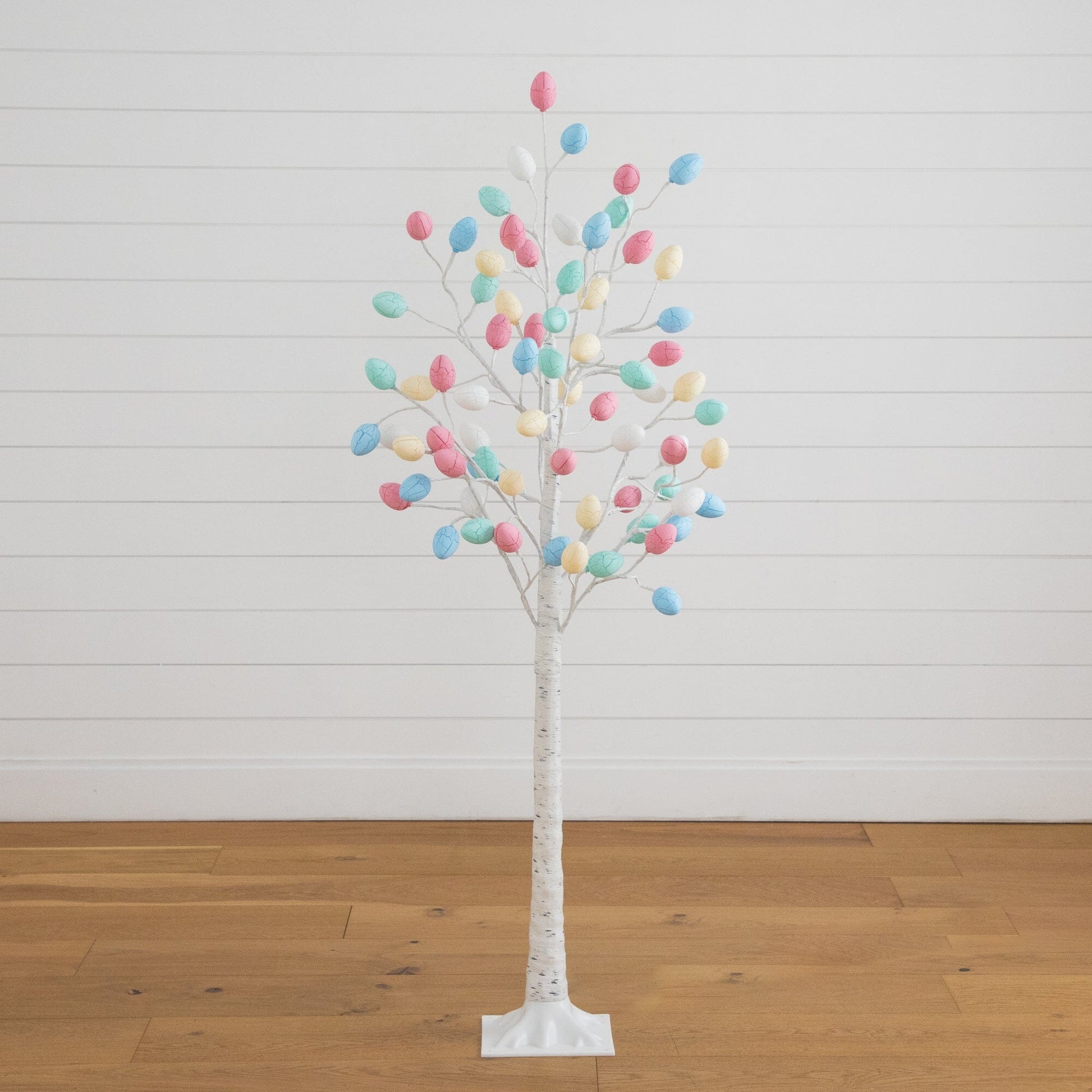 5' Pre-Lit Easter Twig Tree with 72 pastel egg LEDs, Nearly Natural, white trunk on Tampa Home & Garden Store