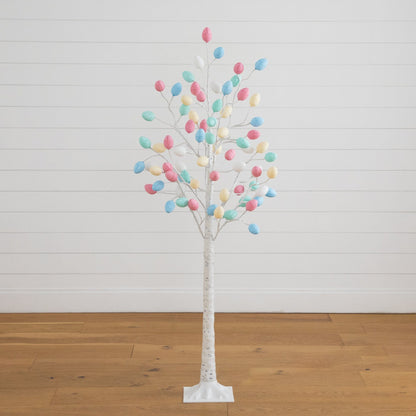 5' Pre-Lit Easter Twig Tree with 72 pastel egg LEDs, Nearly Natural, white trunk on Tampa Home & Garden Store