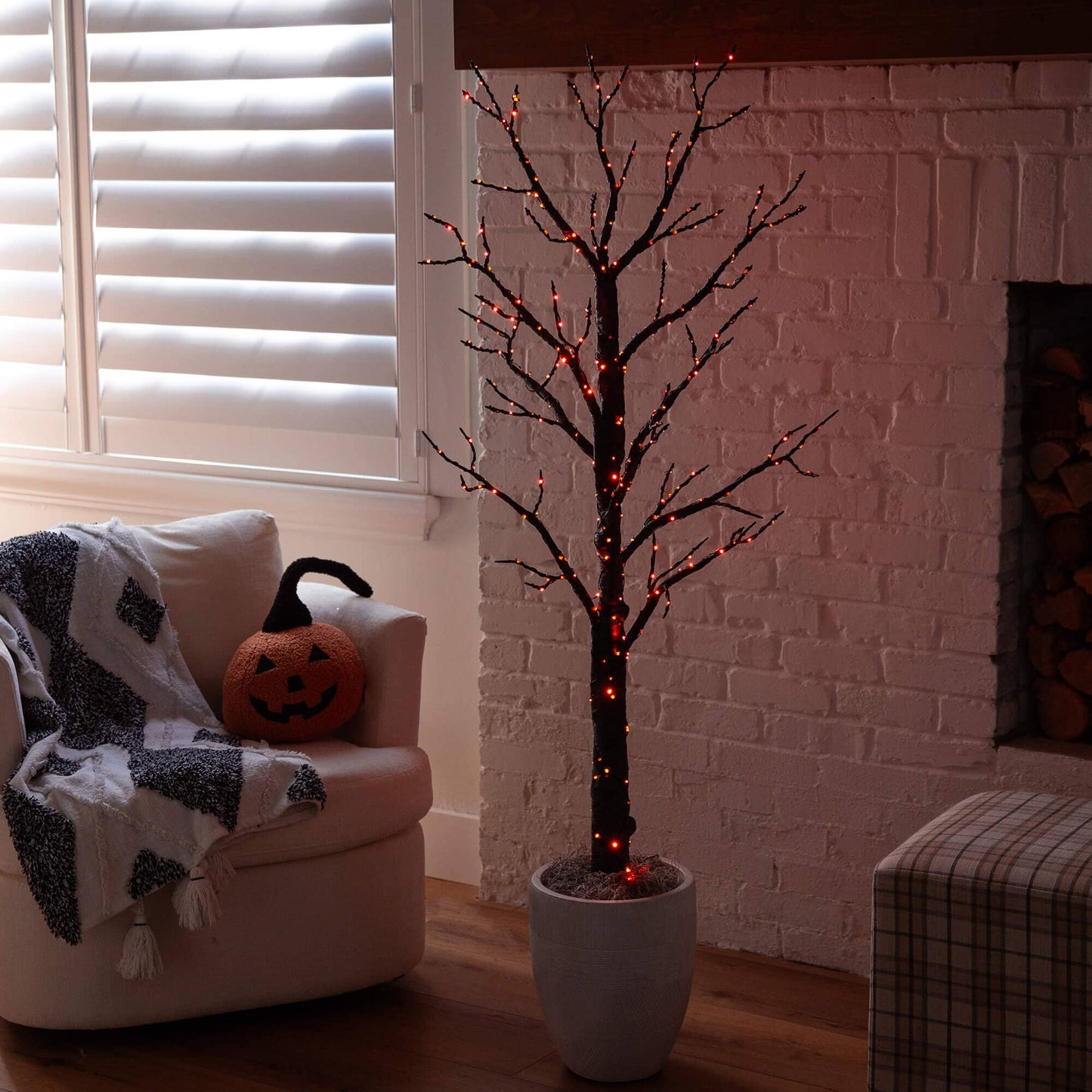 5' Pre-Lit Halloween Twig Tree with 360 orange & purple LEDs by Nearly Natural on Tampa Home & Garden Store